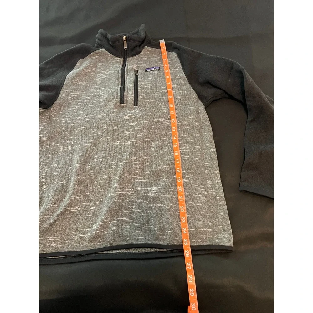 Patagonia Better Sweater Mens Medium Gray Black 1/4 Zip Fleece‎ Pullover Jacket